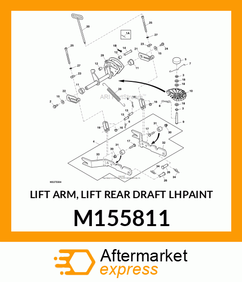 LIFT ARM, LIFT REAR DRAFT LHPAINT M155811