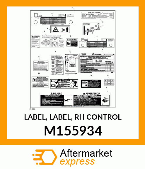 LABEL, LABEL, RH CONTROL M155934