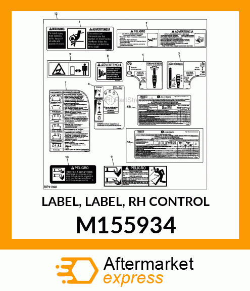 LABEL, LABEL, RH CONTROL M155934