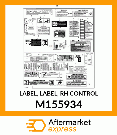 LABEL, LABEL, RH CONTROL M155934