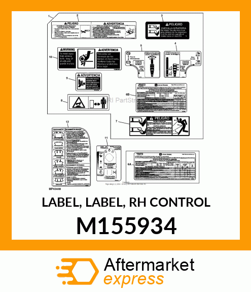 LABEL, LABEL, RH CONTROL M155934