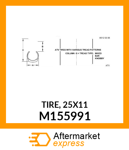 TIRE, 25X11 M155991