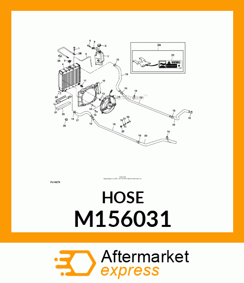 Spare part M156031 + HOSE, COOLANT OUTLET, XUV DIESEL