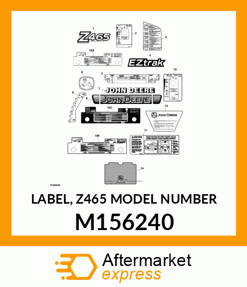 LABEL, Z465 MODEL NUMBER M156240