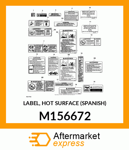 LABEL, HOT SURFACE (SPANISH) M156672