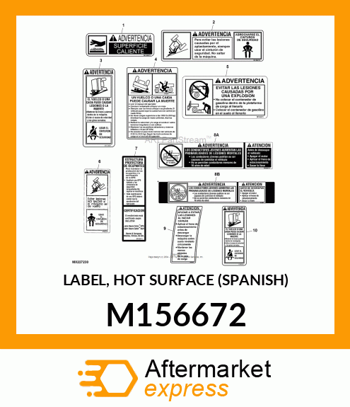 LABEL, HOT SURFACE (SPANISH) M156672