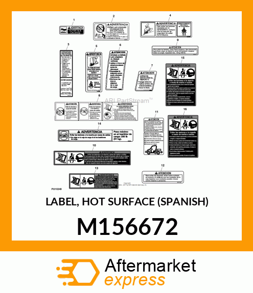 LABEL, HOT SURFACE (SPANISH) M156672