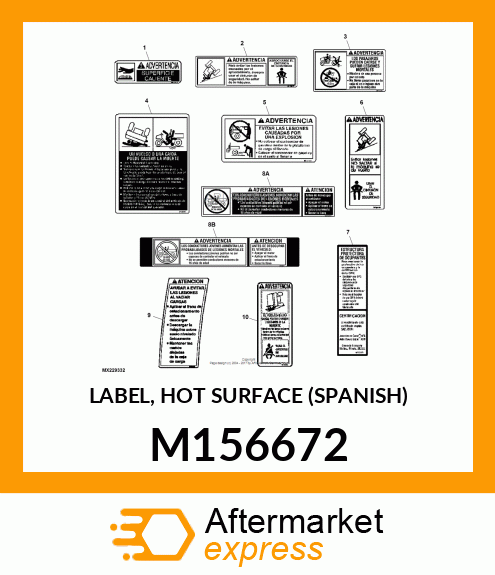 LABEL, HOT SURFACE (SPANISH) M156672