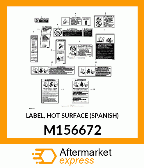 LABEL, HOT SURFACE (SPANISH) M156672