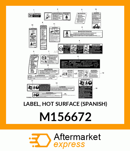 LABEL, HOT SURFACE (SPANISH) M156672