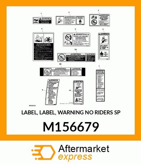 LABEL, LABEL, WARNING NO RIDERS SP M156679