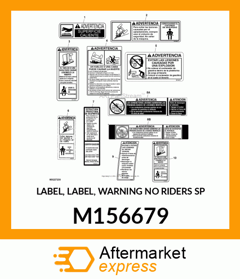 LABEL, LABEL, WARNING NO RIDERS SP M156679