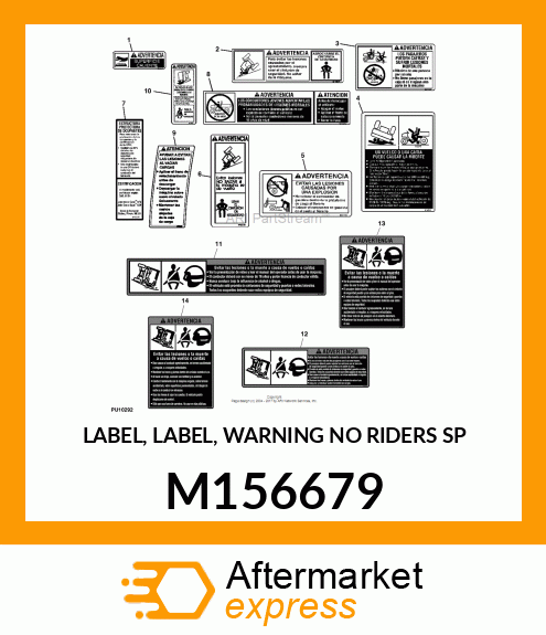 LABEL, LABEL, WARNING NO RIDERS SP M156679