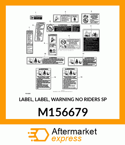 LABEL, LABEL, WARNING NO RIDERS SP M156679