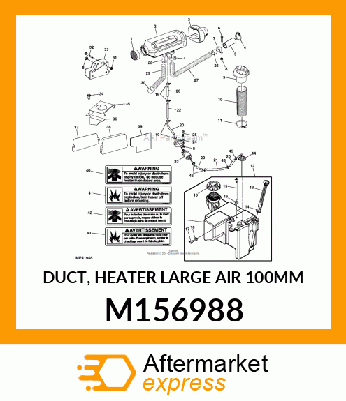 DUCT, HEATER LARGE AIR 100MM M156988