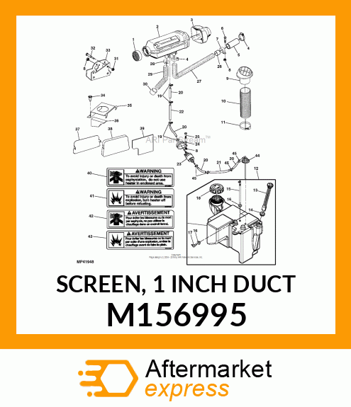 SCREEN, 1 INCH DUCT M156995