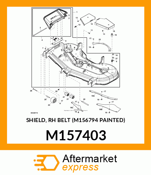 SHIELD, RH BELT (M156794 PAINTED) M157403