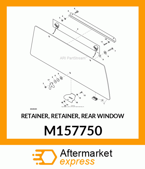 RETAINER, RETAINER, REAR WINDOW M157750