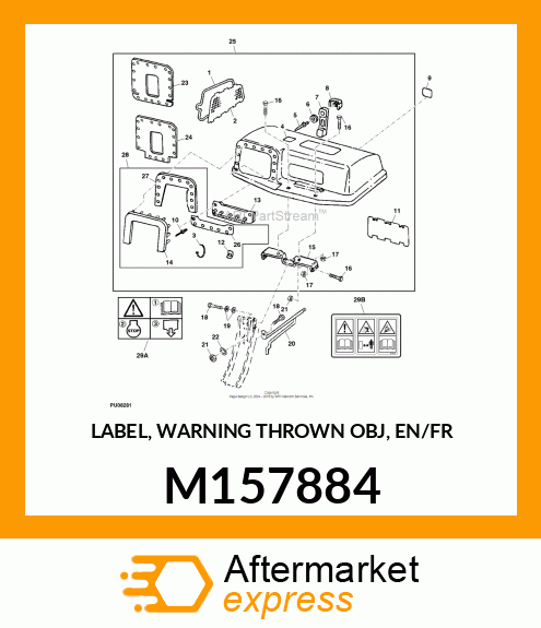 LABEL, WARNING THROWN OBJ, EN/FR M157884