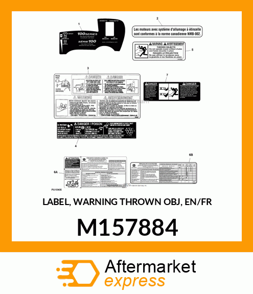 LABEL, WARNING THROWN OBJ, EN/FR M157884