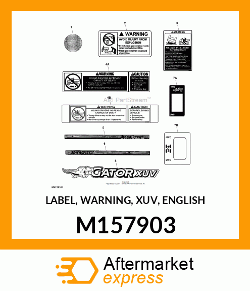 LABEL, WARNING, XUV, ENGLISH M157903