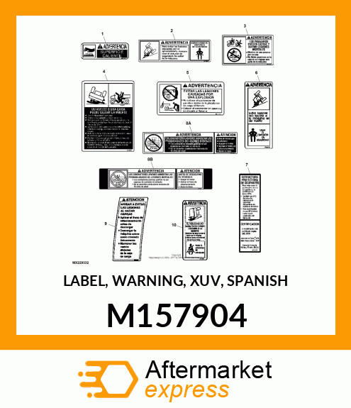 LABEL, WARNING, XUV, SPANISH M157904