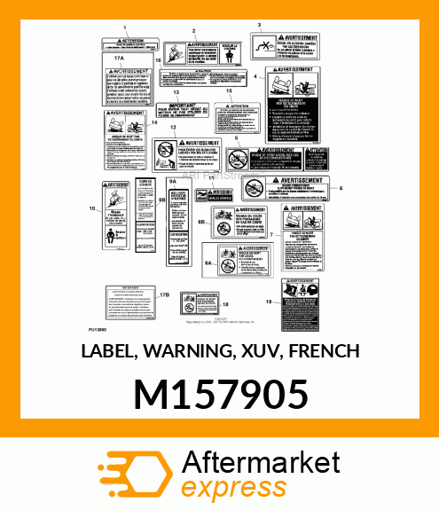 LABEL, WARNING, XUV, FRENCH M157905