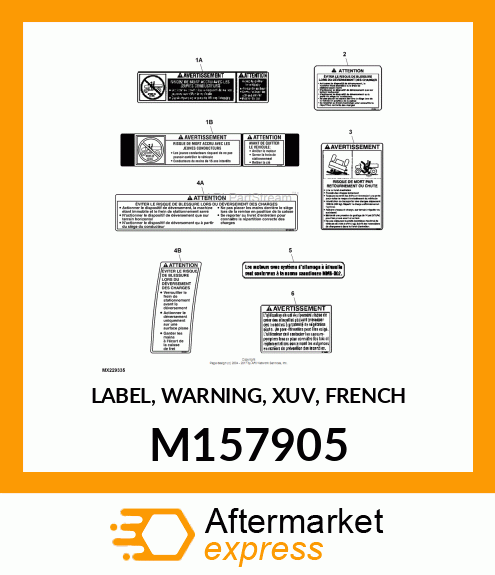 LABEL, WARNING, XUV, FRENCH M157905