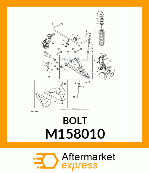 BOLT, CARRIAGE 5/16" BLACK M158010