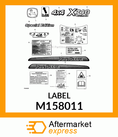 LABEL, SERVICE CHART M158011