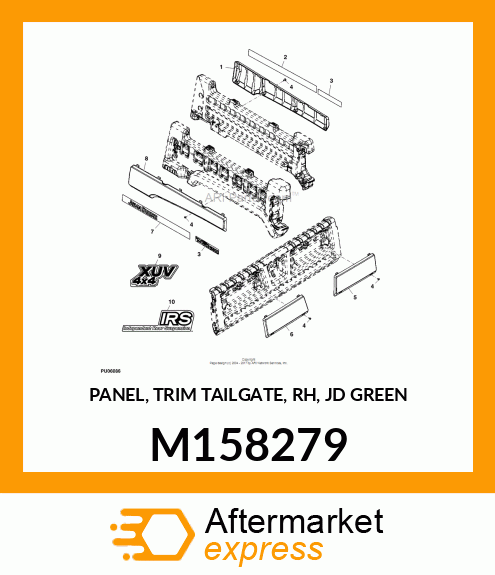 PANEL, TRIM TAILGATE, RH, JD GREEN M158279