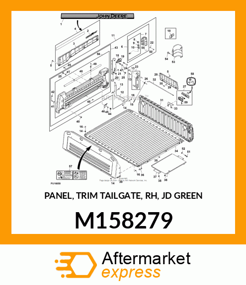 PANEL, TRIM TAILGATE, RH, JD GREEN M158279