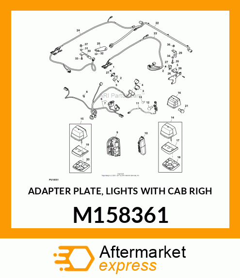 ADAPTER PLATE, LIGHTS WITH CAB RIGH M158361