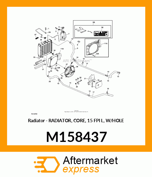 Radiator - RADIATOR, CORE, 15 FPI L, W/HOLE M158437