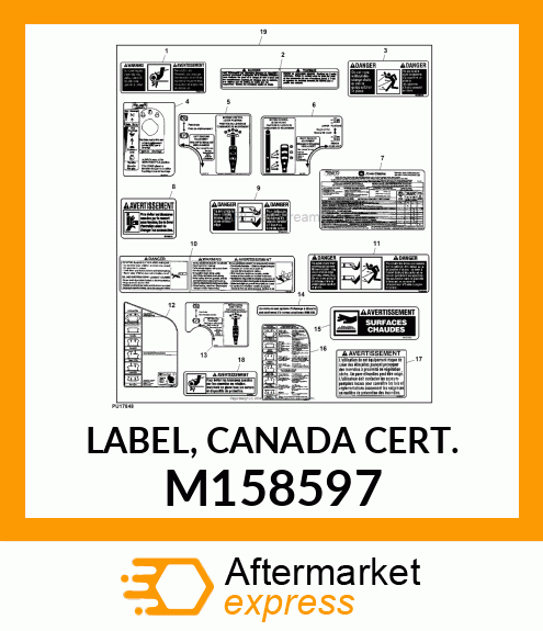 LABEL, CANADA CERT. M158597