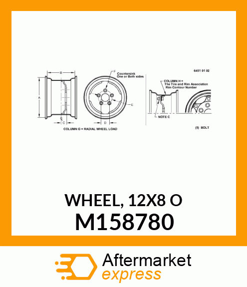 WHEEL, 12X8 O M158780