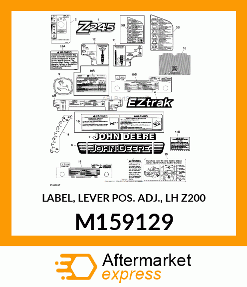 LABEL, LEVER POS. ADJ., LH Z200 M159129