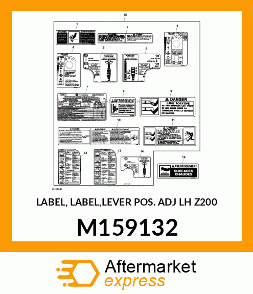 LABEL, LABEL,LEVER POS. ADJ LH Z200 M159132