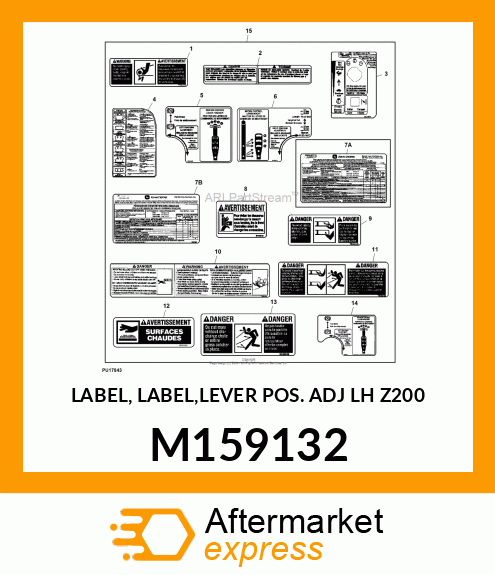 LABEL, LABEL,LEVER POS. ADJ LH Z200 M159132