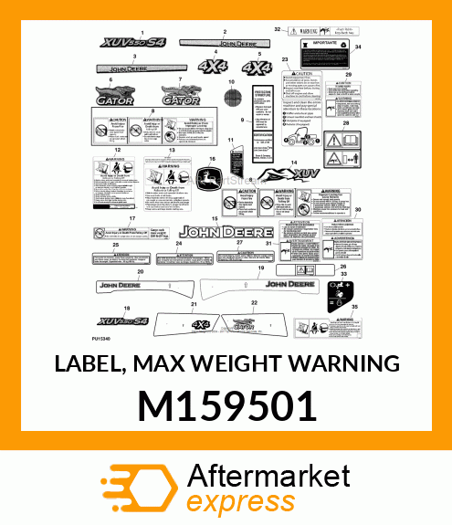 LABEL, MAX WEIGHT WARNING M159501