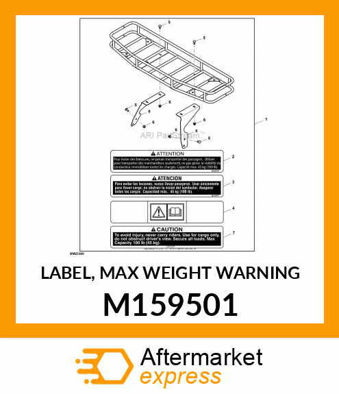 LABEL, MAX WEIGHT WARNING M159501