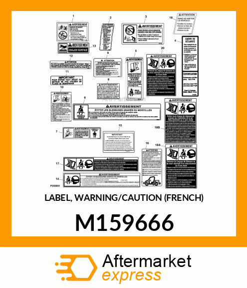 LABEL, WARNING/CAUTION (FRENCH) M159666