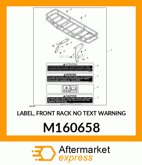 LABEL, FRONT RACK NO TEXT WARNING M160658