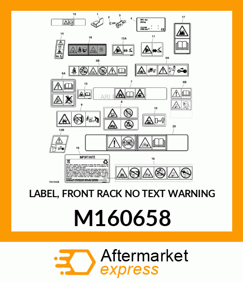 LABEL, FRONT RACK NO TEXT WARNING M160658