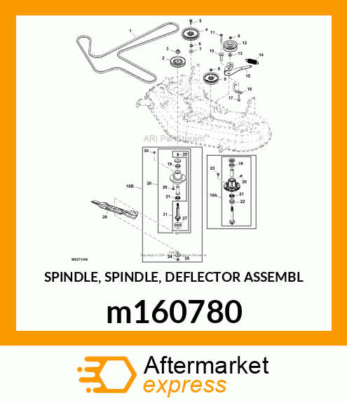 SPINDLE, SPINDLE, DEFLECTOR ASSEMBL m160780