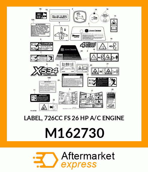 LABEL, 726CC FS 26 HP A/C ENGINE M162730