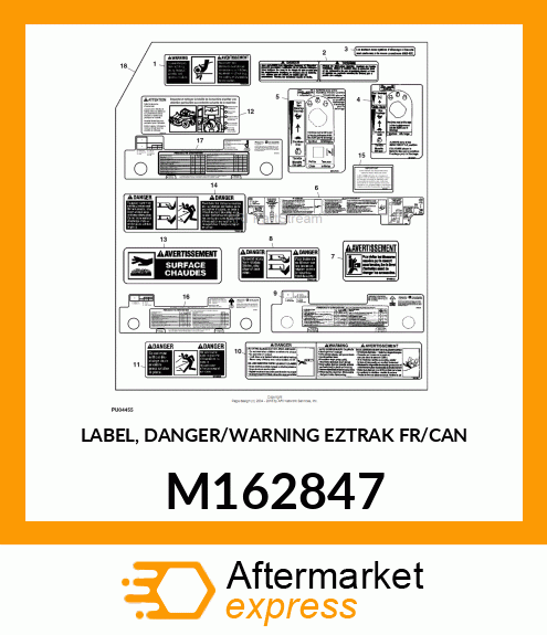 LABEL, DANGER/WARNING EZTRAK FR/CAN M162847