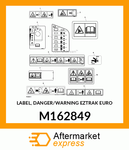 LABEL, DANGER/WARNING EZTRAK EURO M162849