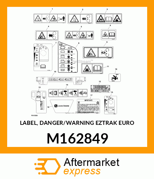 LABEL, DANGER/WARNING EZTRAK EURO M162849