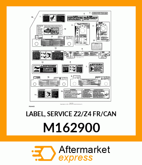 LABEL, SERVICE Z2/Z4 FR/CAN M162900